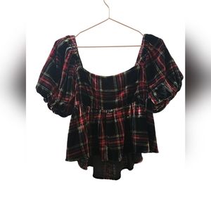 NWOT - Francesca's - Medium - Plaid Blouse With Open Back